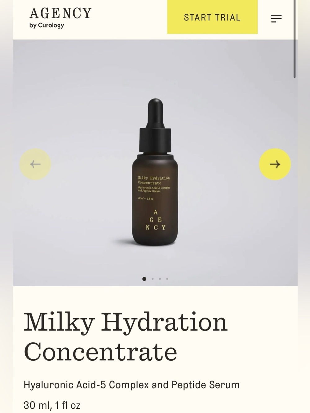 New in box Agency Milky Hydration Concentrate - plus Free Gift